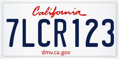 CA license plate 7LCR123