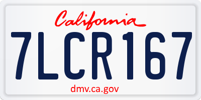 CA license plate 7LCR167