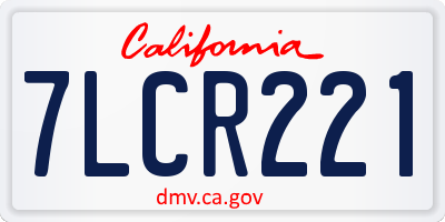 CA license plate 7LCR221