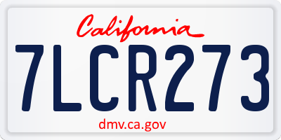 CA license plate 7LCR273