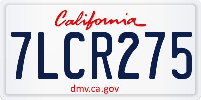 CA license plate 7LCR275