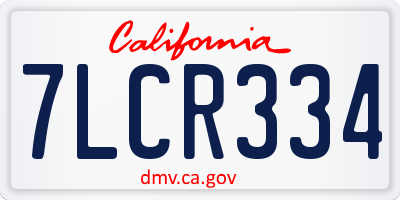 CA license plate 7LCR334