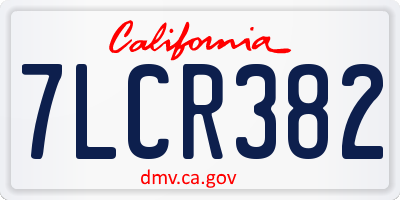 CA license plate 7LCR382