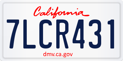 CA license plate 7LCR431