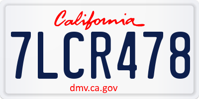 CA license plate 7LCR478