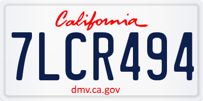 CA license plate 7LCR494