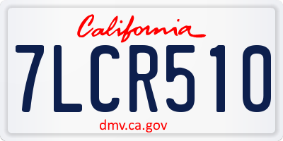 CA license plate 7LCR510