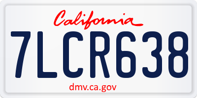 CA license plate 7LCR638