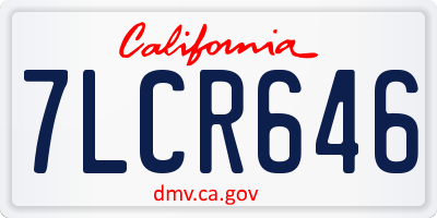 CA license plate 7LCR646