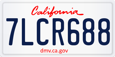 CA license plate 7LCR688