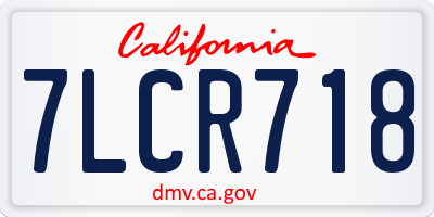 CA license plate 7LCR718