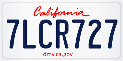 CA license plate 7LCR727