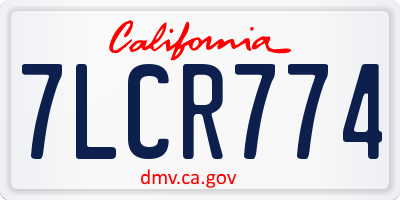 CA license plate 7LCR774