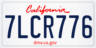 CA license plate 7LCR776