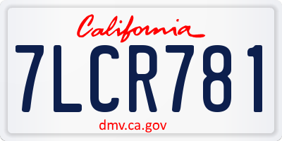 CA license plate 7LCR781