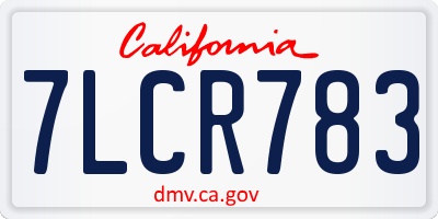 CA license plate 7LCR783