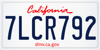 CA license plate 7LCR792
