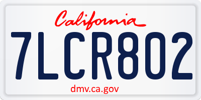 CA license plate 7LCR802