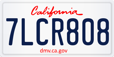 CA license plate 7LCR808