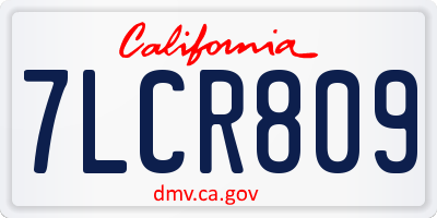 CA license plate 7LCR809