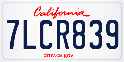 CA license plate 7LCR839