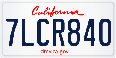 CA license plate 7LCR840