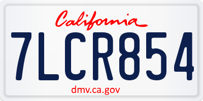 CA license plate 7LCR854
