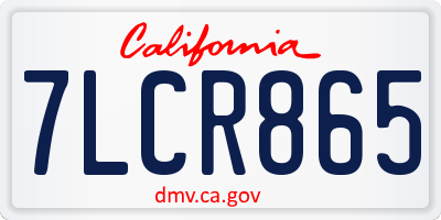 CA license plate 7LCR865