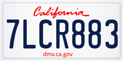 CA license plate 7LCR883