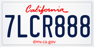 CA license plate 7LCR888