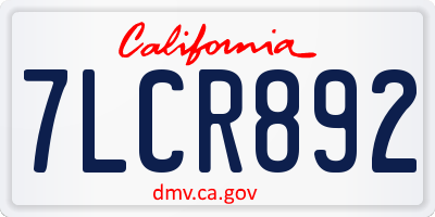 CA license plate 7LCR892
