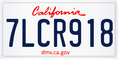 CA license plate 7LCR918