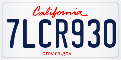 CA license plate 7LCR930
