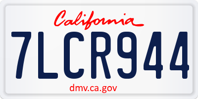 CA license plate 7LCR944
