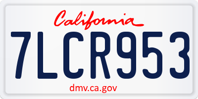 CA license plate 7LCR953