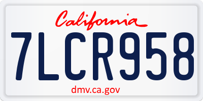 CA license plate 7LCR958