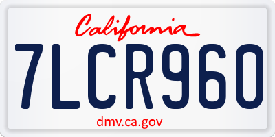CA license plate 7LCR960