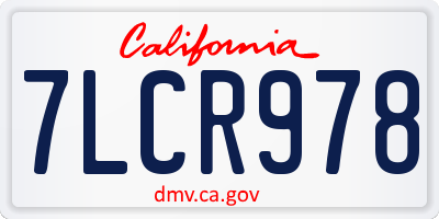 CA license plate 7LCR978