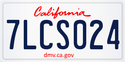 CA license plate 7LCS024
