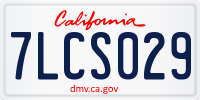 CA license plate 7LCS029