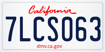 CA license plate 7LCS063