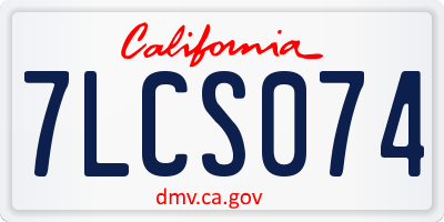 CA license plate 7LCS074