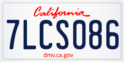 CA license plate 7LCS086