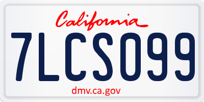 CA license plate 7LCS099