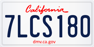 CA license plate 7LCS180