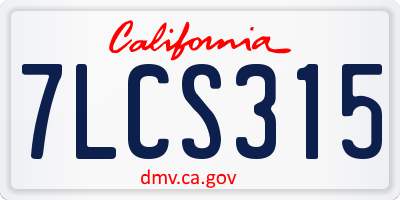 CA license plate 7LCS315