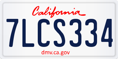 CA license plate 7LCS334