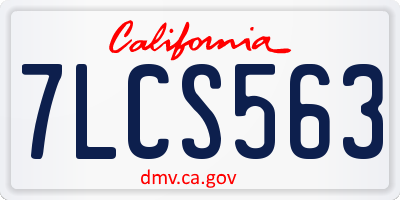 CA license plate 7LCS563