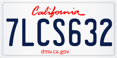 CA license plate 7LCS632