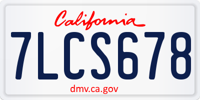 CA license plate 7LCS678